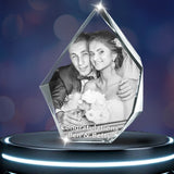 3D crystal, Personalized 3D crystal, 3D crystal photo, Custom 3D crystal engraving, 3D crystal gift, Laser engraved crystal, 3D crystal keepsake, 3D crystal art, Crystal photo block, 3D crystal memorial.