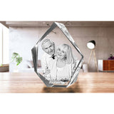 3D Crystal Prestige XL + Mini Rectangular Block + Piano Light Base / 2.5kg - Solid Crystals | 3D Photo Crystal Shop | Laser engraved Glass Awards & Trophies